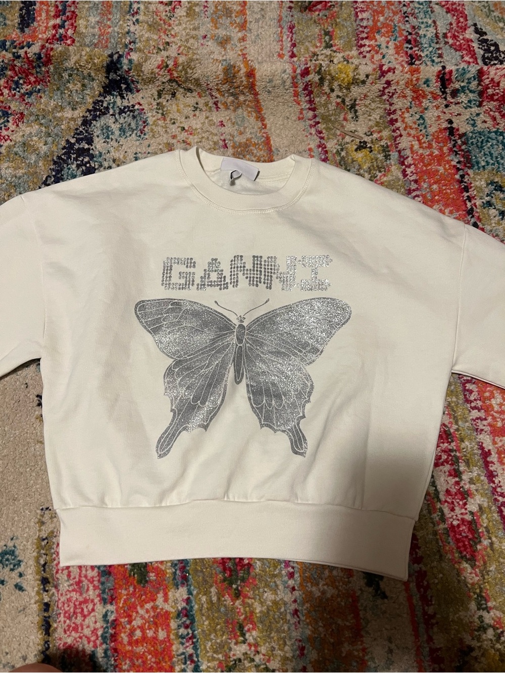 Super cute Ganni sweatshirt with silver butterfly, size XS, EUC